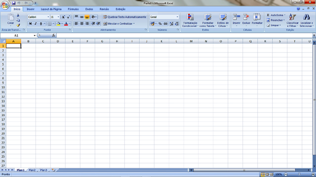 tela inicial do Excel